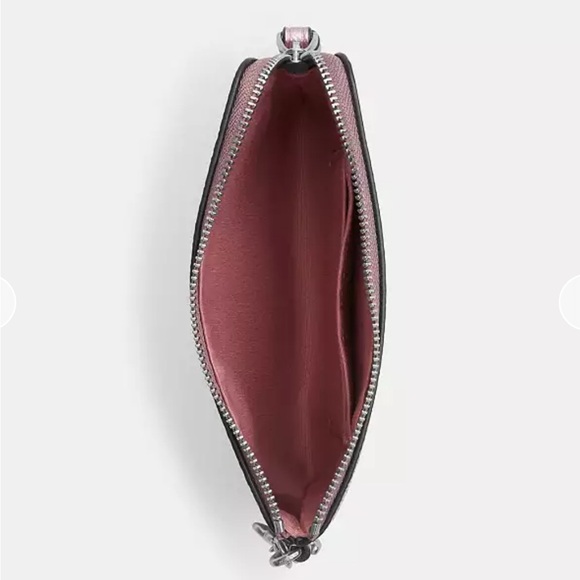 Coach Boxed Corner Zip Wristlet In Signature Canvas With Charms Silver Pink Rose - Picture 14 of 16